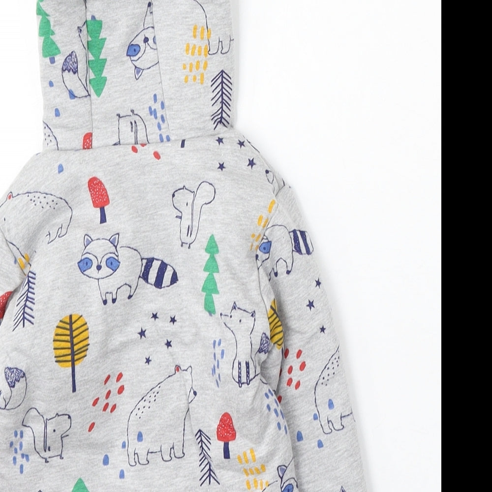 Dunnes Stores Boys Grey Geometric Jacket Size 9-12 Months Snap - Cartoon Animals