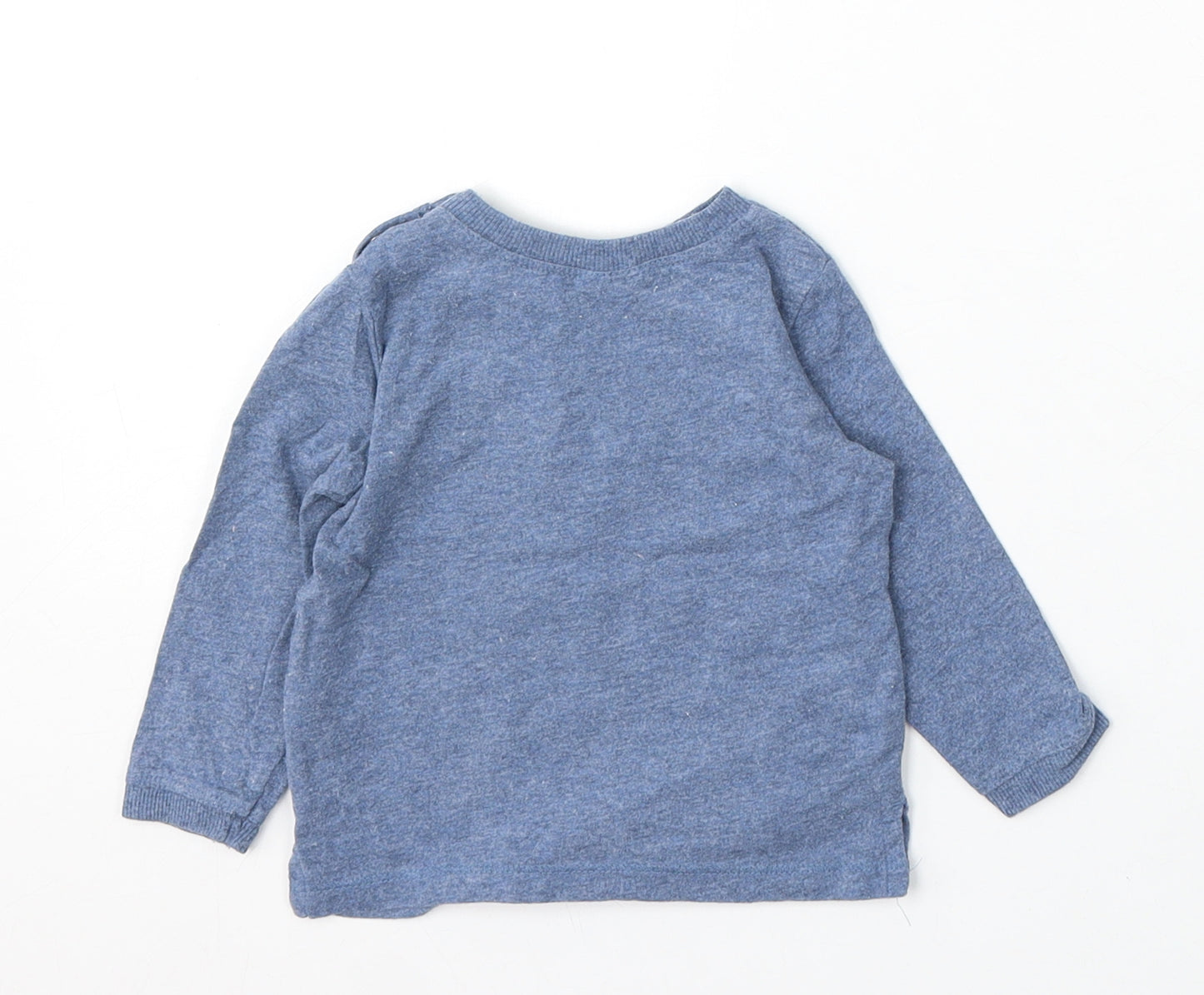 NEXT Boys Blue Cotton Basic T-Shirt Size 3-6 Months Round Neck Snap - Bear, Car