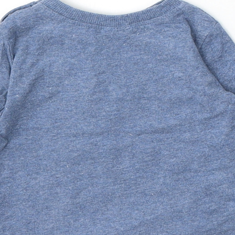 NEXT Boys Blue Cotton Basic T-Shirt Size 3-6 Months Round Neck Snap - Bear, Car