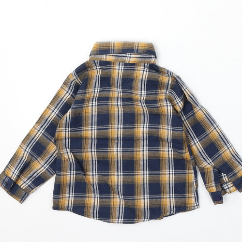 Lullaby Boys Blue Plaid Cotton Basic Button-Up Size 6-9 Months Collared Button