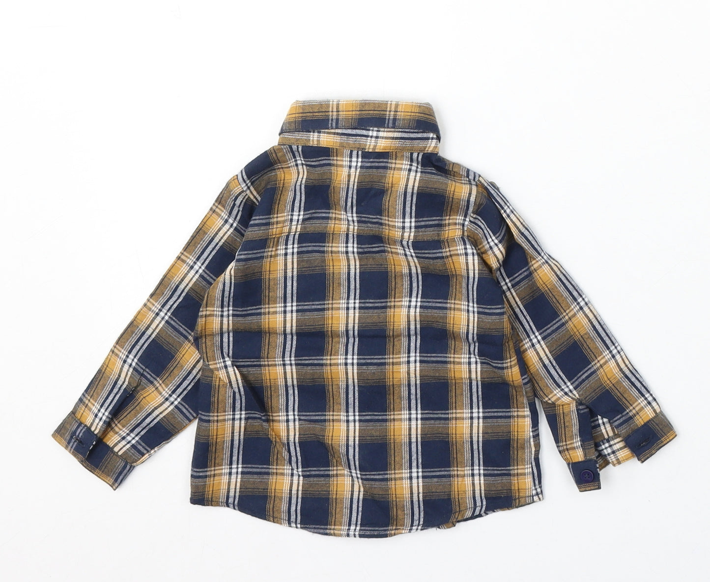 Lullaby Boys Blue Plaid Cotton Basic Button-Up Size 6-9 Months Collared Button