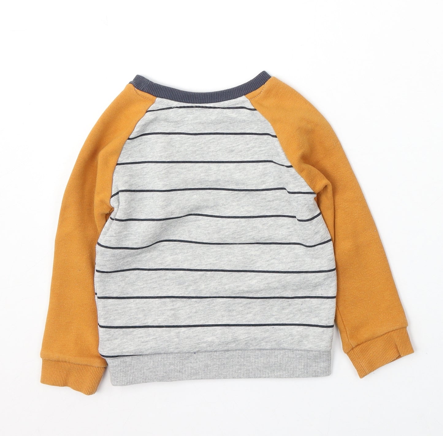 Primark Boys Grey Striped Cotton Pullover Jumper Size 18-24 Months - Smile