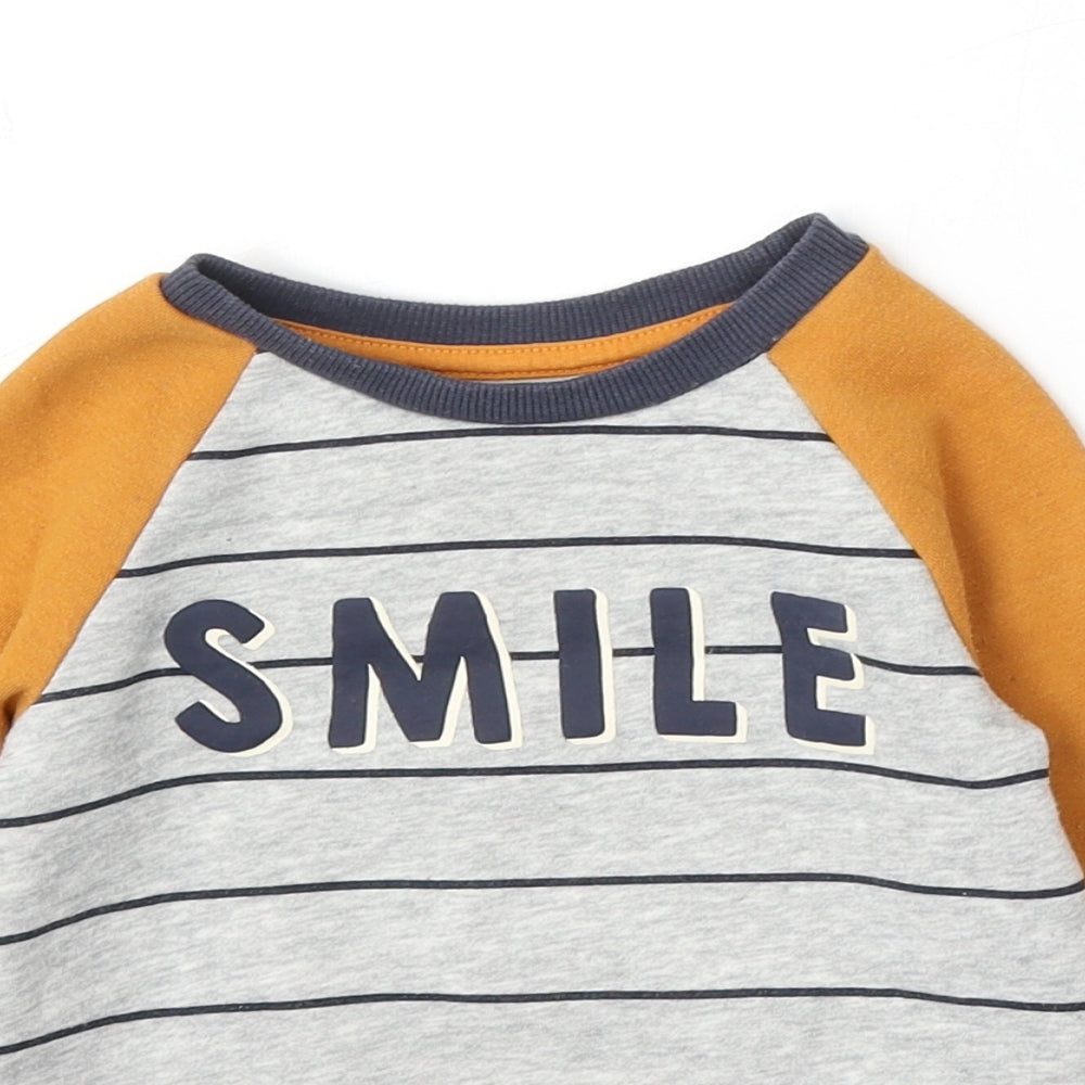 Primark Boys Grey Striped Cotton Pullover Jumper Size 18-24 Months - Smile