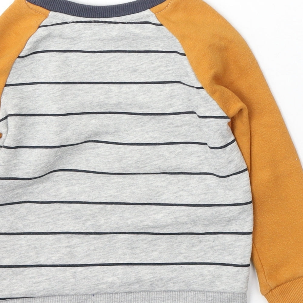 Primark Boys Grey Striped Cotton Pullover Jumper Size 18-24 Months - Smile
