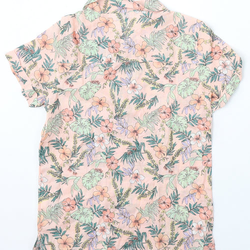 Primark Girls Pink Floral Cotton Basic Button-Up Size 10-11 Years Collared Button