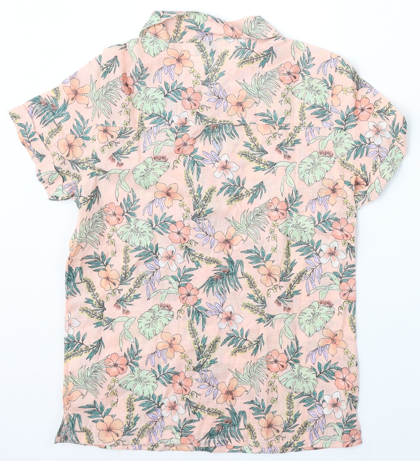 Primark Girls Pink Floral Cotton Basic Button-Up Size 10-11 Years Collared Button