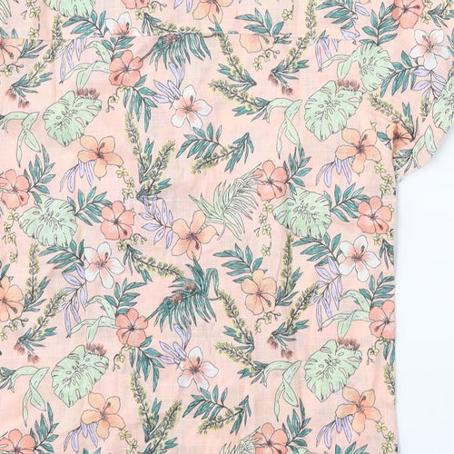 Primark Girls Pink Floral Cotton Basic Button-Up Size 10-11 Years Collared Button