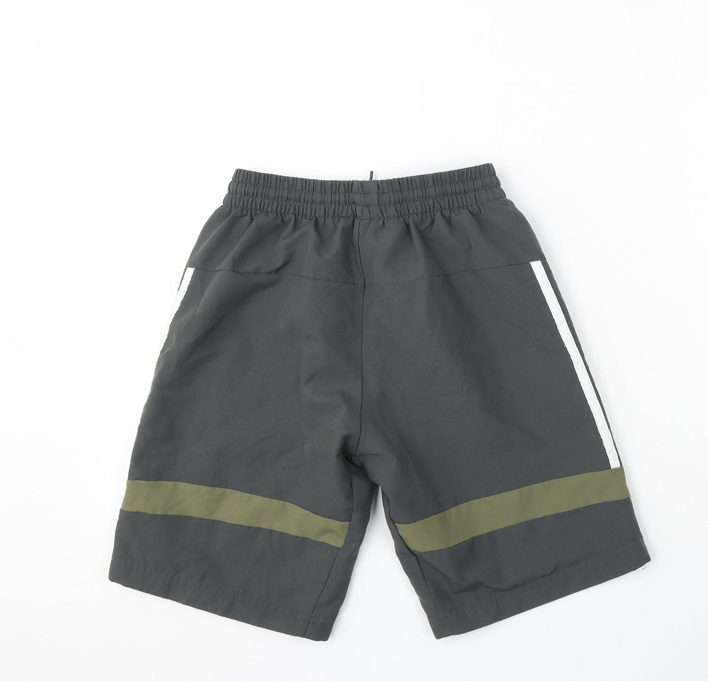 adidas Boys Green Polyester Sweat Shorts Size 9-10 Years Regular Drawstring