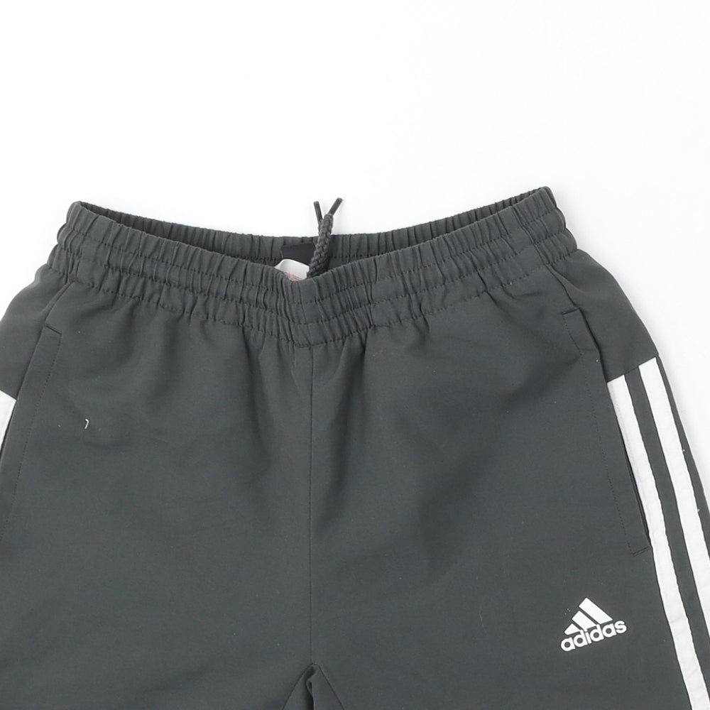 adidas Boys Green Polyester Sweat Shorts Size 9-10 Years Regular Drawstring