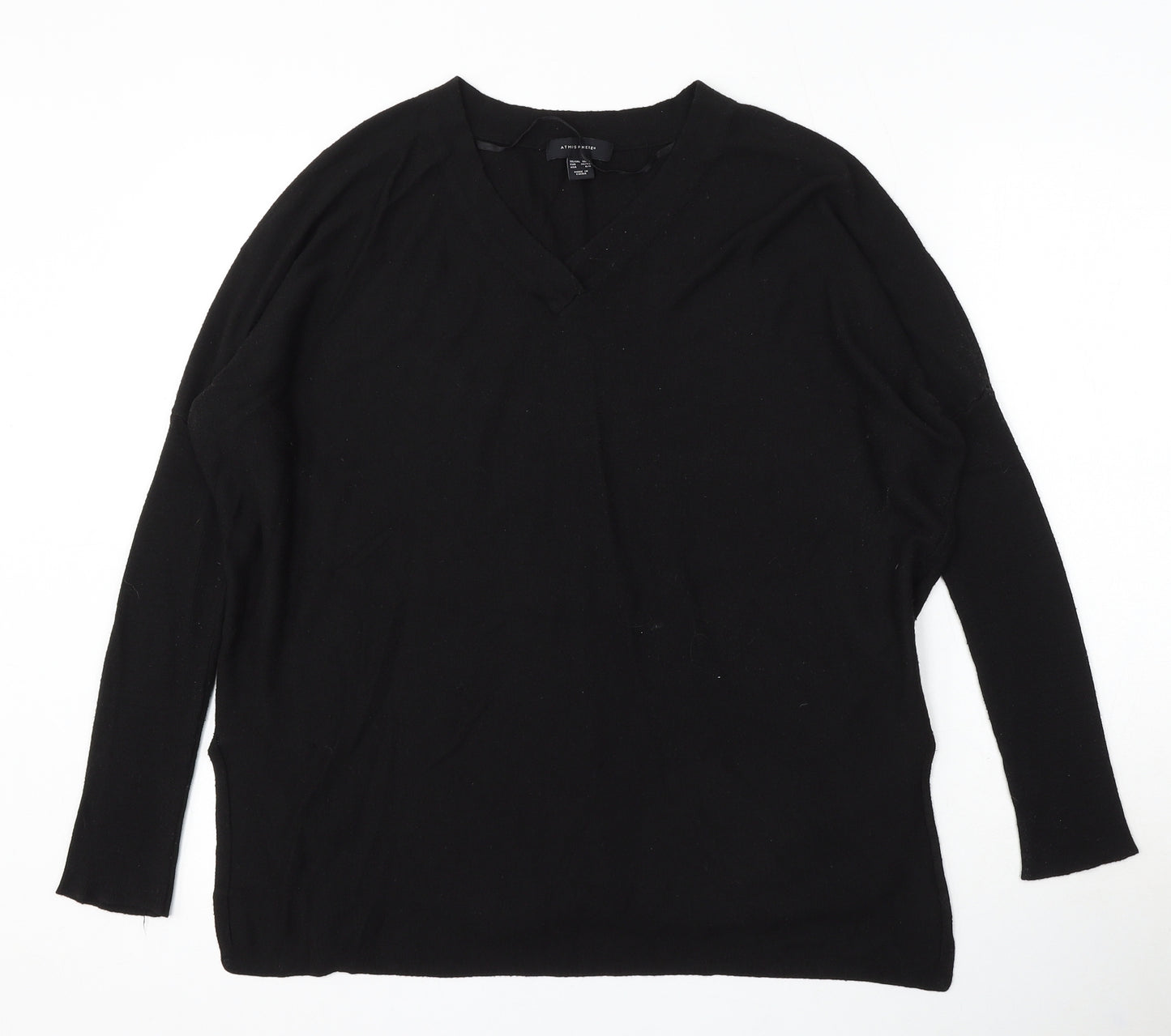 Atmosphere Womens Black V-Neck Acrylic Pullover Jumper Size 10