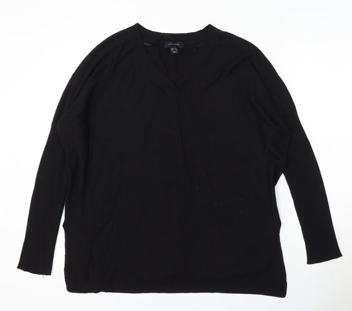 Atmosphere Womens Black V-Neck Acrylic Pullover Jumper Size 10