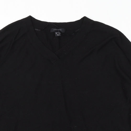 Atmosphere Womens Black V-Neck Acrylic Pullover Jumper Size 10