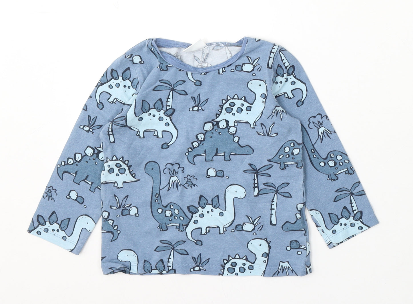 NEXT Boys Blue Geometric Cotton Basic T-Shirt Size 12-18 Months Round Neck - Dinosaurs