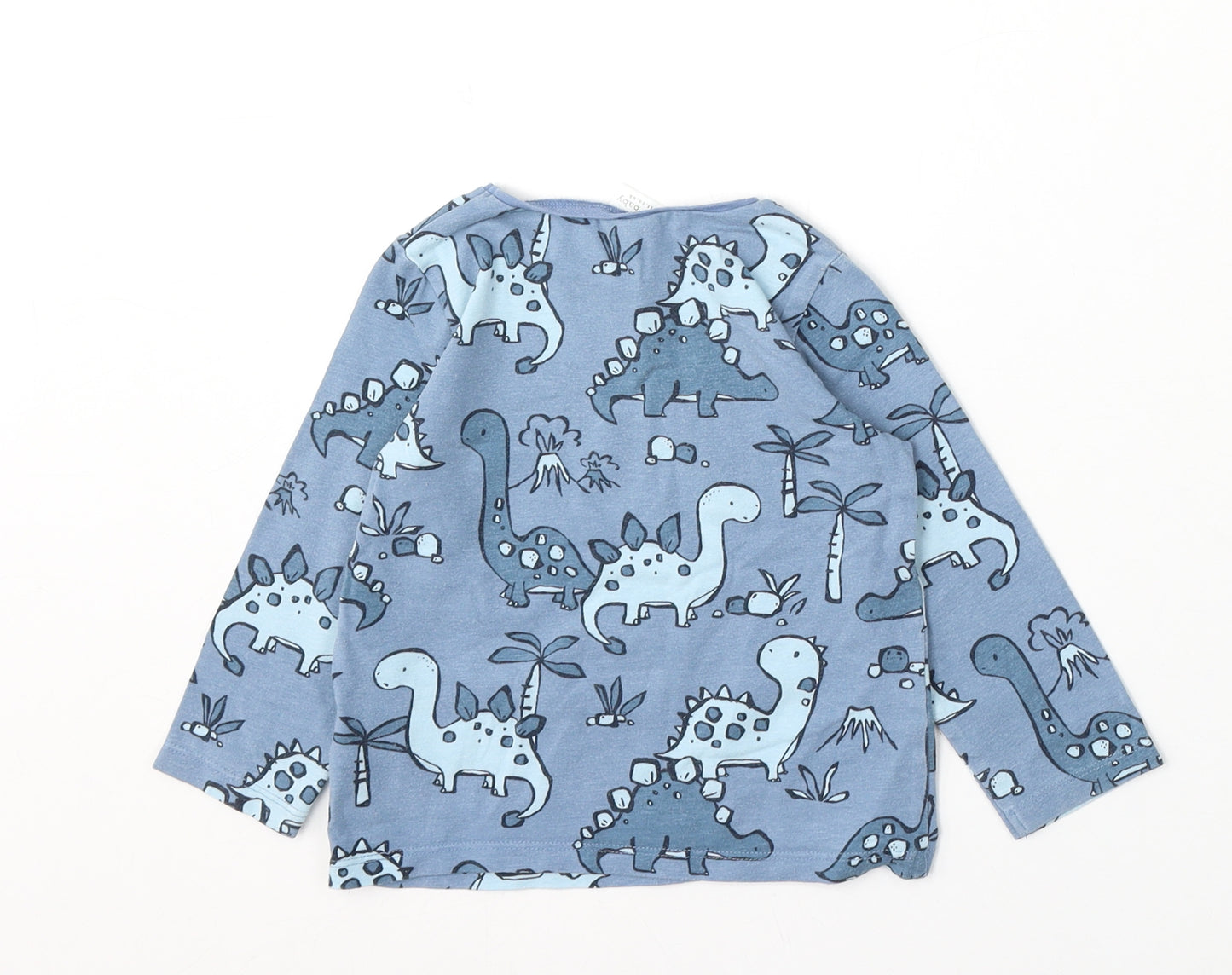 NEXT Boys Blue Geometric Cotton Basic T-Shirt Size 12-18 Months Round Neck - Dinosaurs