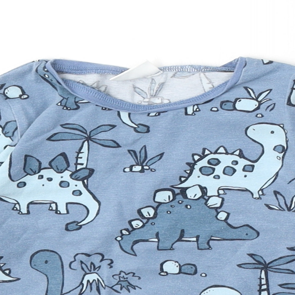 NEXT Boys Blue Geometric Cotton Basic T-Shirt Size 12-18 Months Round Neck - Dinosaurs