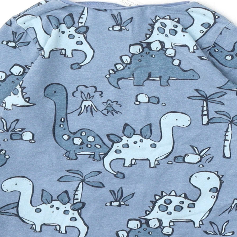 NEXT Boys Blue Geometric Cotton Basic T-Shirt Size 12-18 Months Round Neck - Dinosaurs
