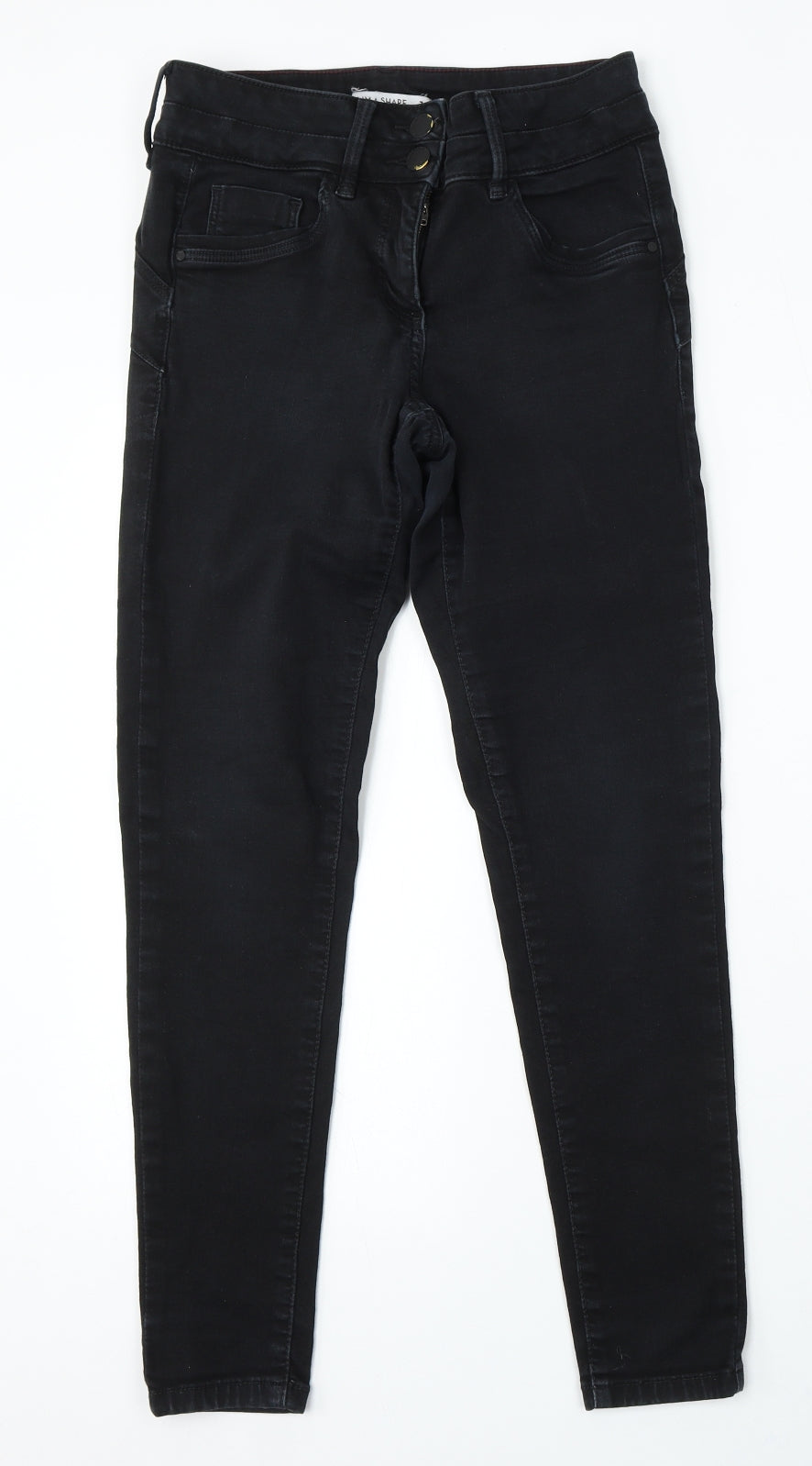 Preworn Womens Black Polyester Skinny Jeans Size 10 L28 in Regular Button