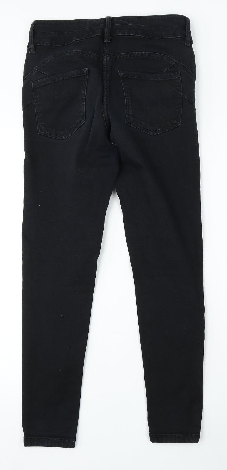 Preworn Womens Black Polyester Skinny Jeans Size 10 L28 in Regular Button