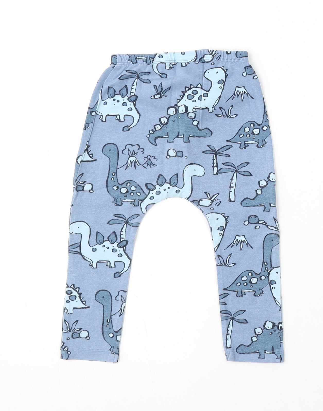 NEXT Boys Blue Geometric Cotton Jogger Trousers Size 12-18 Months - Dinosaur Print