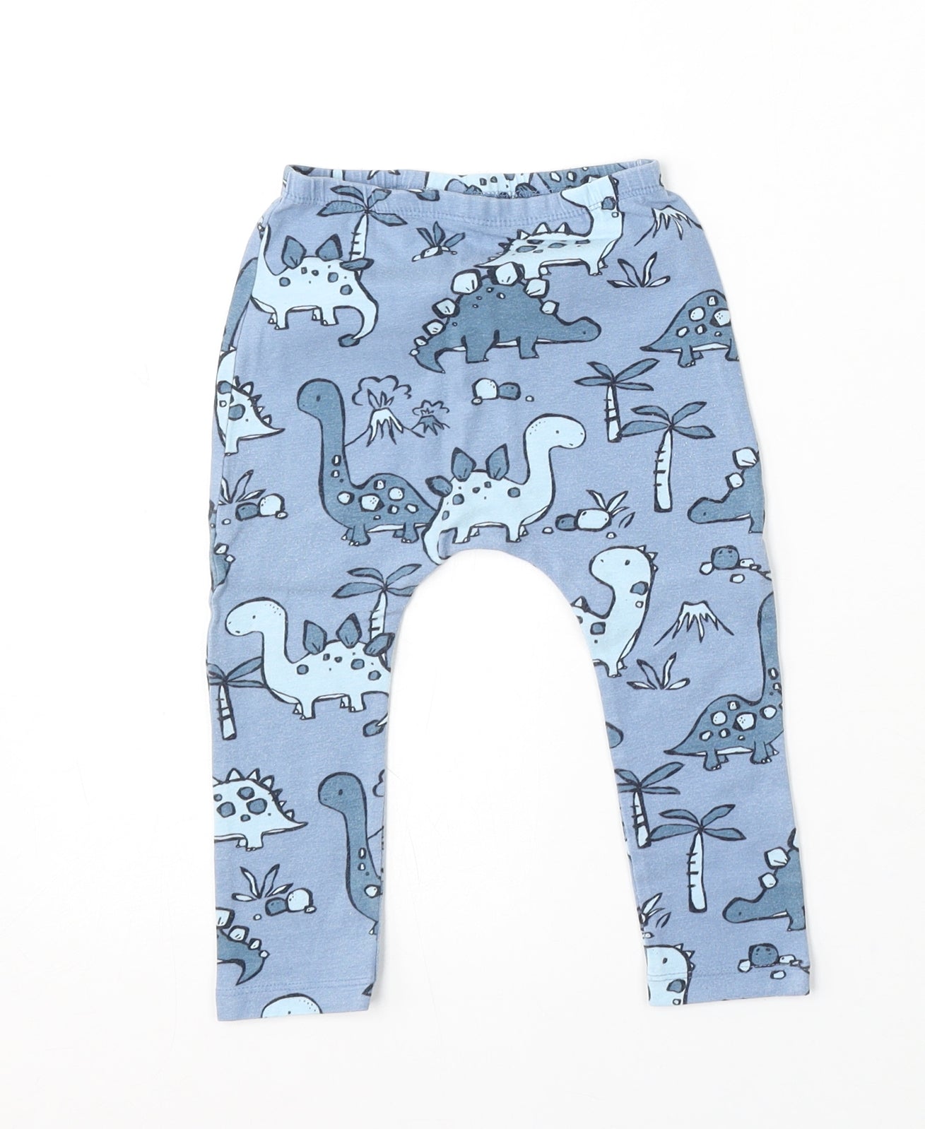 NEXT Boys Blue Geometric Cotton Jogger Trousers Size 12-18 Months - Dinosaur Print