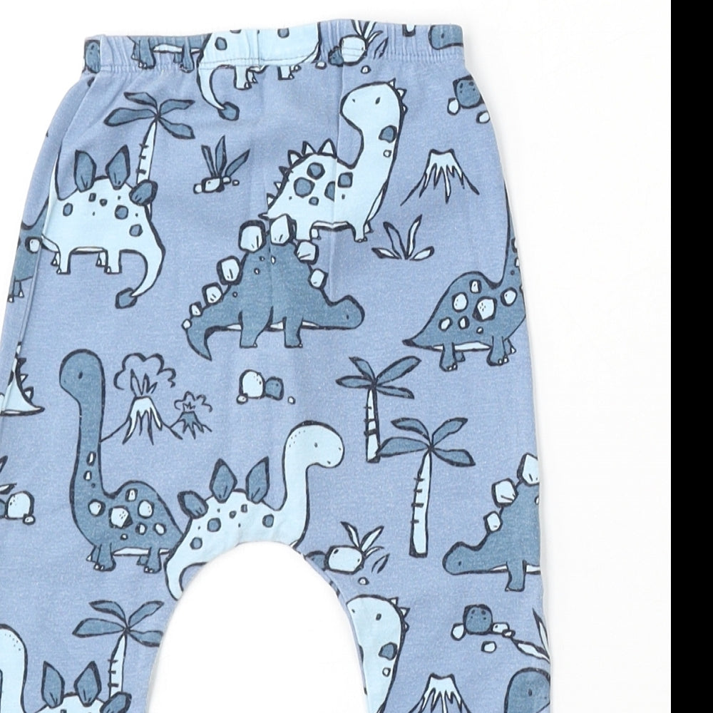 NEXT Boys Blue Geometric Cotton Jogger Trousers Size 12-18 Months - Dinosaur Print