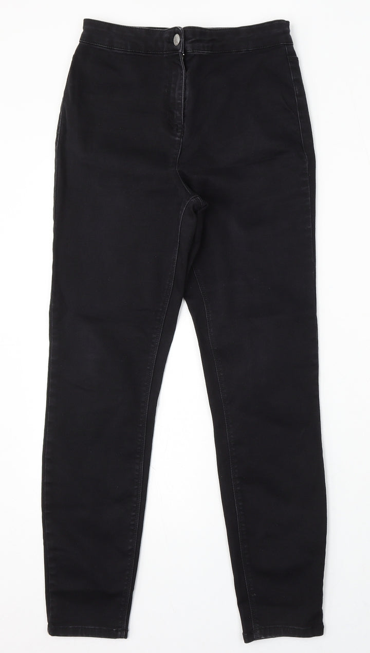 Papaya Womens Black Cotton Skinny Jeans Size 10 L28 in Regular Button