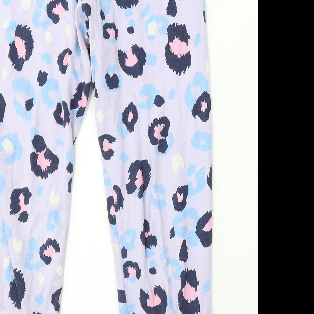 F&F Girls Purple Animal Print Cotton Jogger Trousers Size 9-10 Years Regular