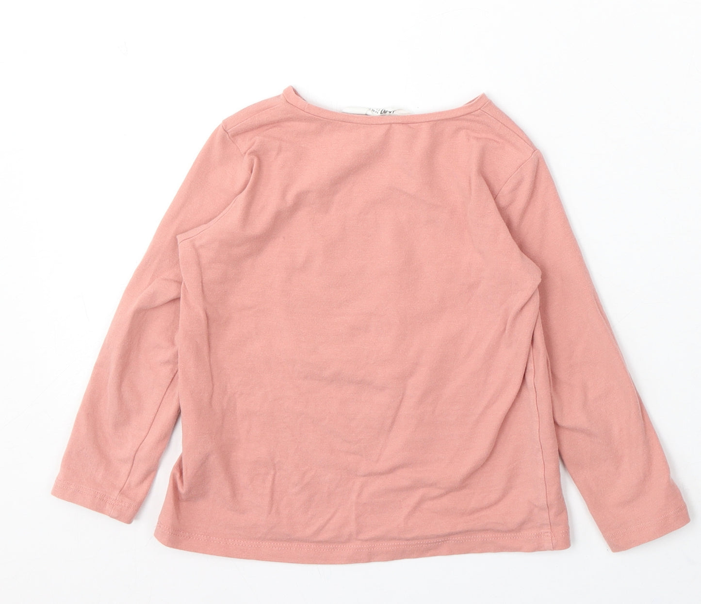 H&M Girls Pink Cotton Basic T-Shirt Size 2-3 Years Round Neck - Cute Cat