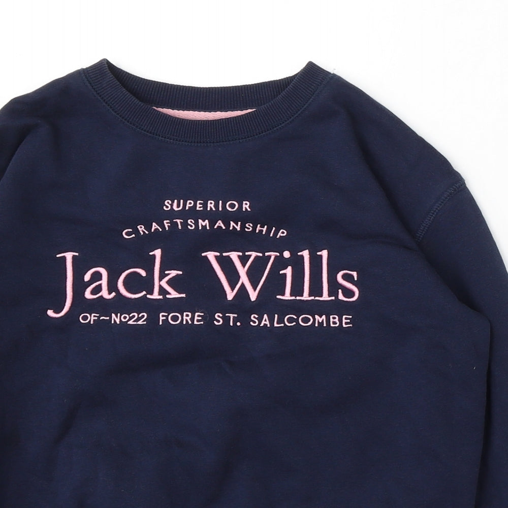 Jack Wills Girls Blue Cotton Pullover Sweatshirt Size 8-9 Years