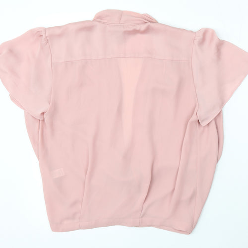 TU Womens Pink Polyester Basic Blouse Size 12 V-Neck