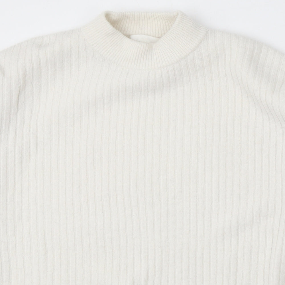 H&M Womens White Round Neck Polyester Pullover Jumper Size S
