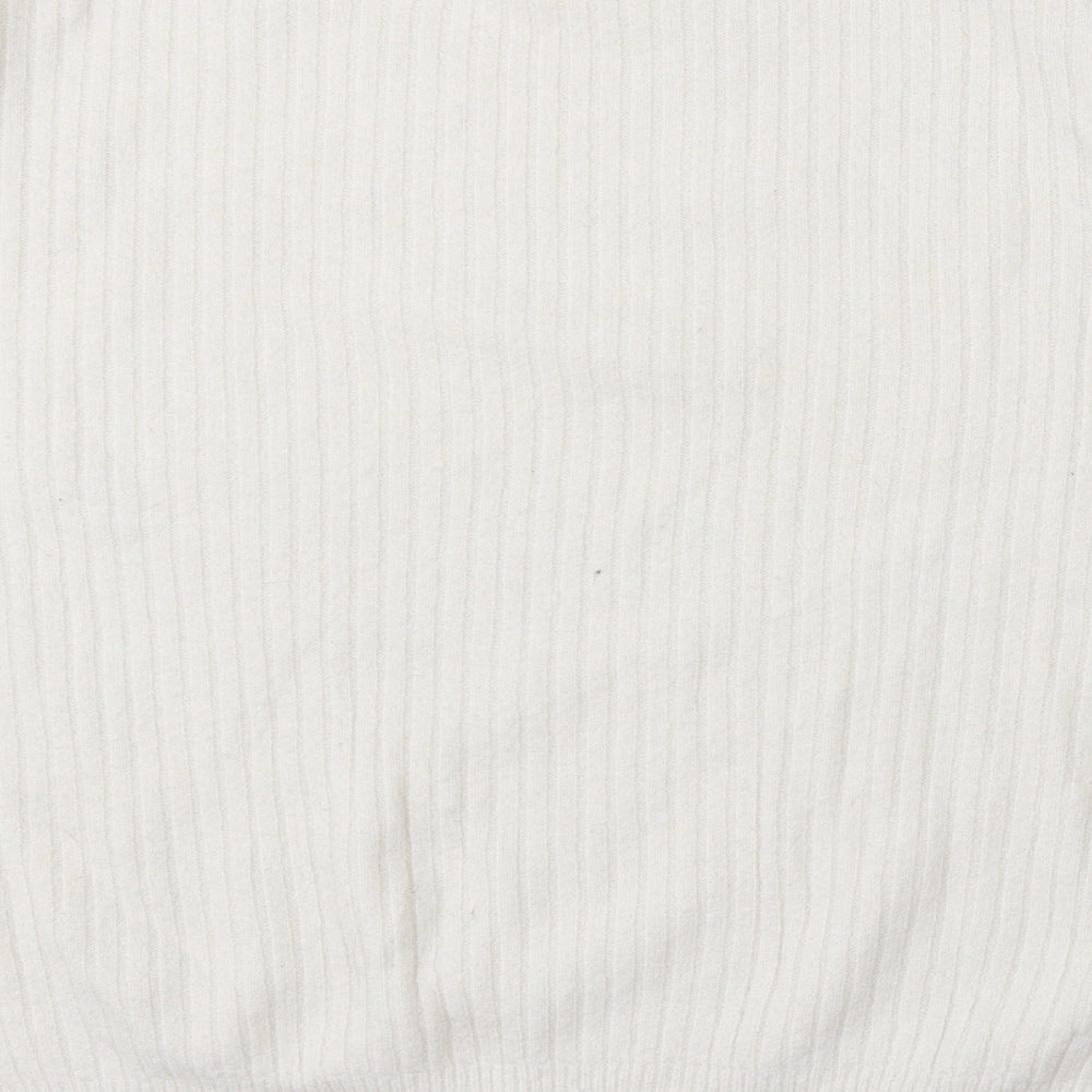 H&M Womens White Round Neck Polyester Pullover Jumper Size S