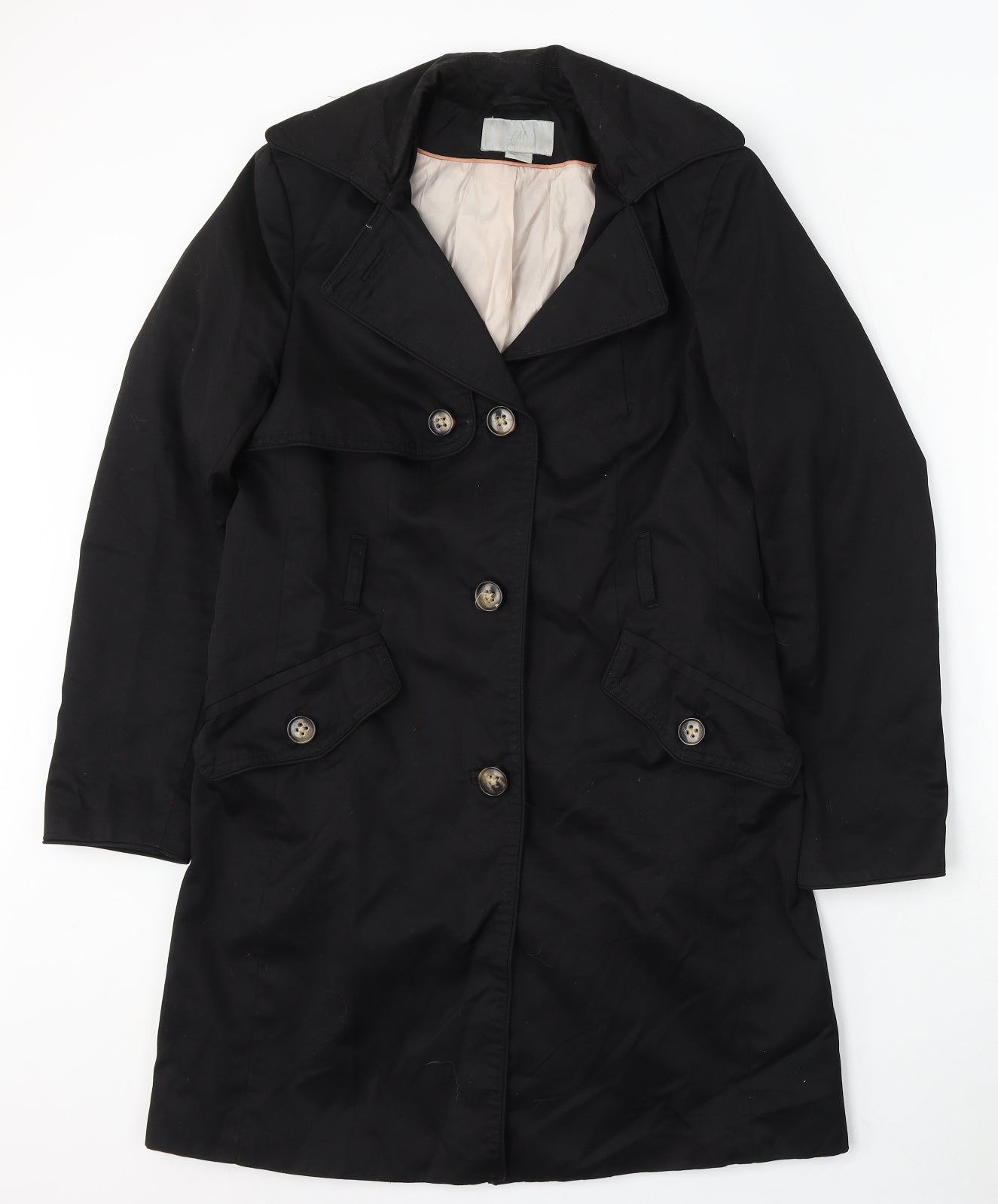 H&M Womens Black Pea Coat Coat Size 12 Button