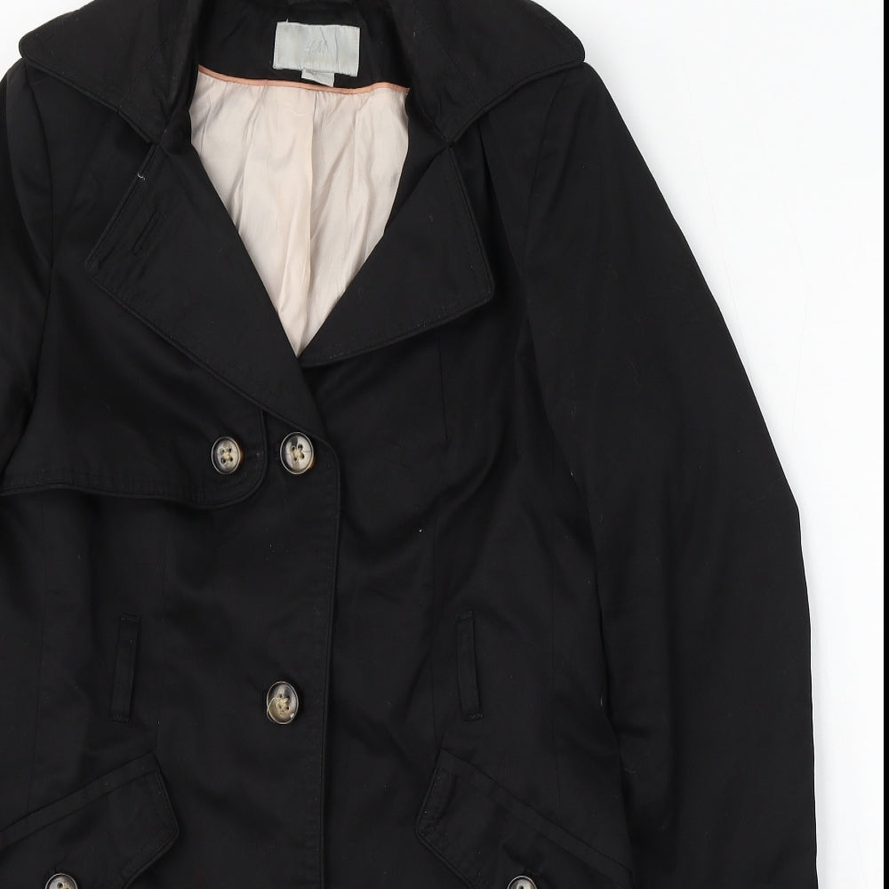 H&M Womens Black Pea Coat Coat Size 12 Button
