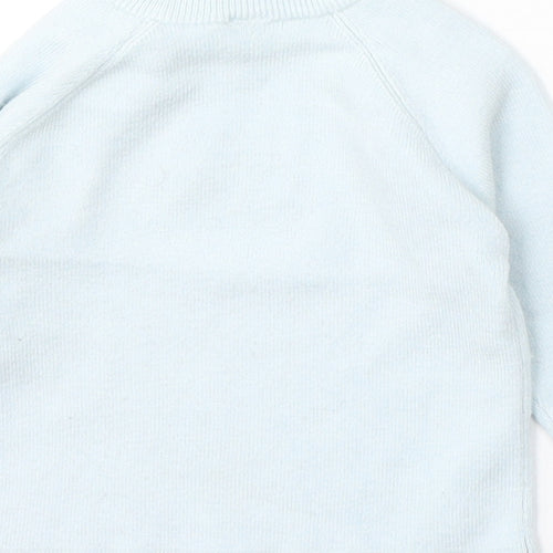Marks and Spencer Girls Blue Viscose Pullover Jumper Size 3-6 Months Button - Elephants