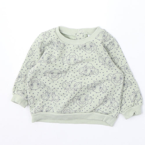 Disney Baby Girls Green Geometric Cotton Pullover Jumper Size 3-6 Months Snap - The Lion King