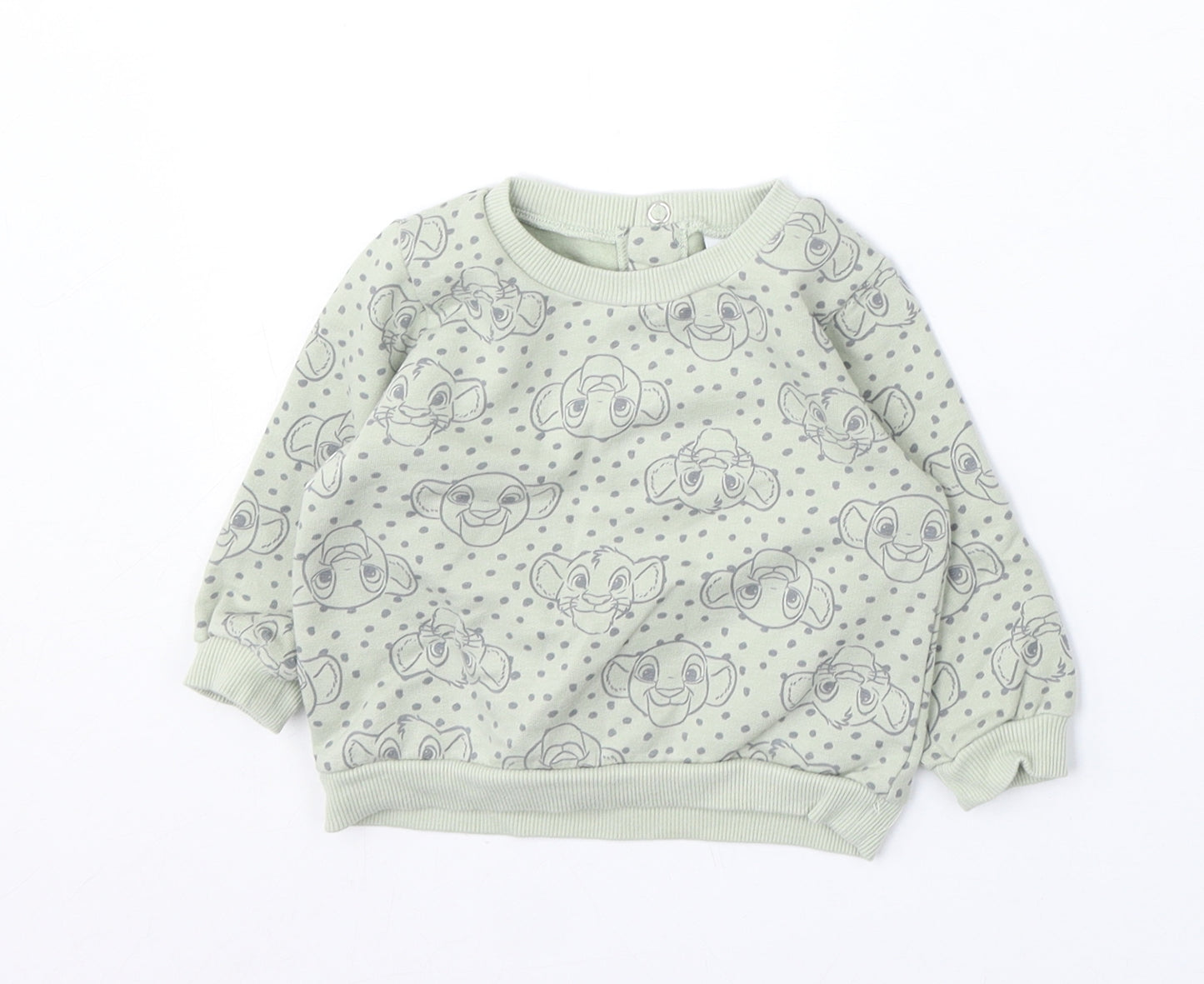Disney Baby Girls Green Geometric Cotton Pullover Jumper Size 3-6 Months Snap - The Lion King