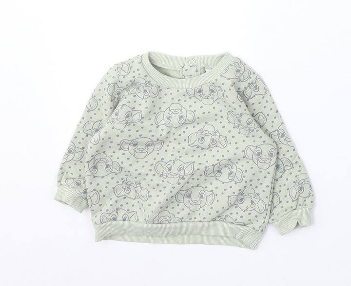 Disney Baby Girls Green Geometric Cotton Pullover Jumper Size 3-6 Months Snap - The Lion King