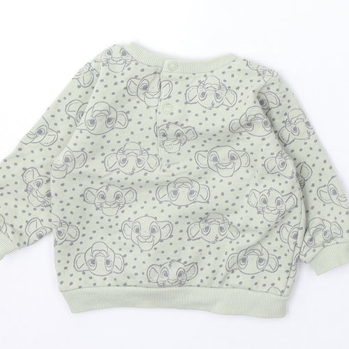 Disney Baby Girls Green Geometric Cotton Pullover Jumper Size 3-6 Months Snap - The Lion King