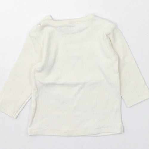 Marks and Spencer Boys Beige Cotton Pullover Jumper Size 3-6 Months Button - Bear