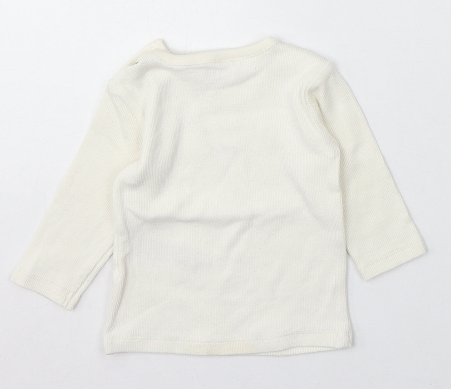 Marks and Spencer Boys Beige Cotton Pullover Jumper Size 3-6 Months Button - Bear
