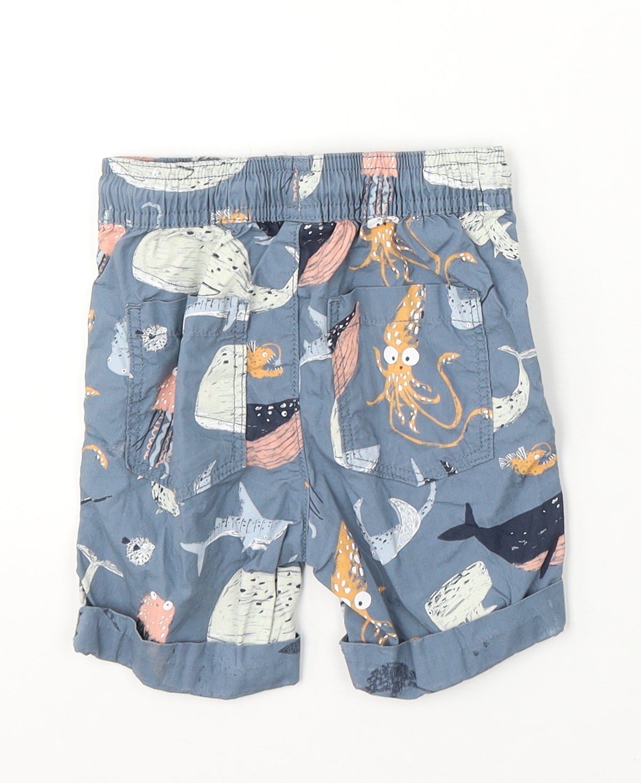 TU Boys Blue Geometric Cotton Cropped Trousers Size 18-24 Months Tie - Sea Animals