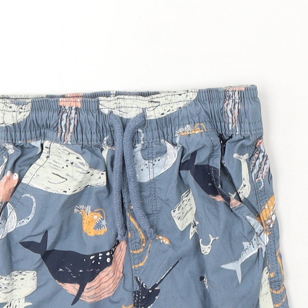TU Boys Blue Geometric Cotton Cropped Trousers Size 18-24 Months Tie - Sea Animals