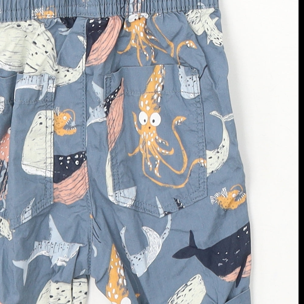 TU Boys Blue Geometric Cotton Cropped Trousers Size 18-24 Months Tie - Sea Animals