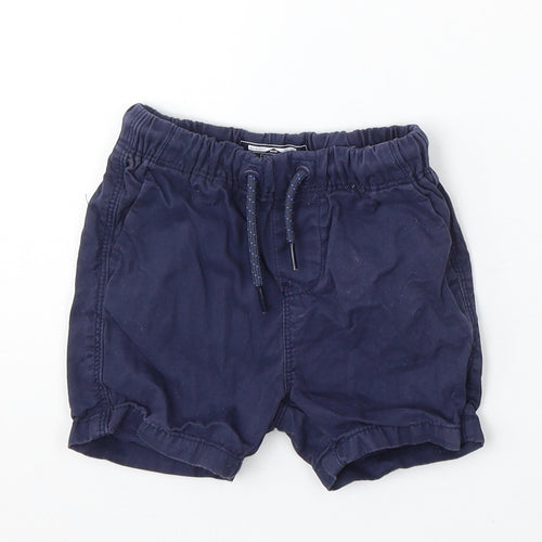 NEXT Boys Blue Cotton Cropped Trousers Size 9-12 Months Drawstring