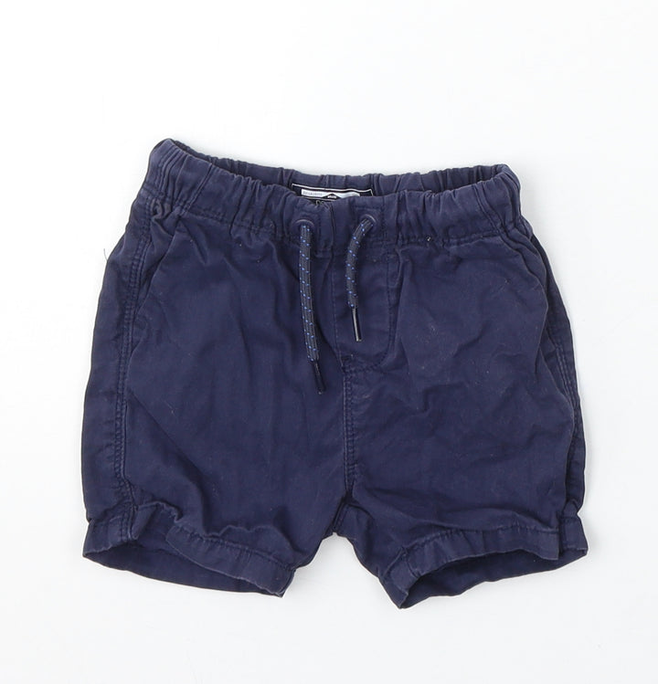NEXT Boys Blue Cotton Cropped Trousers Size 9-12 Months Drawstring