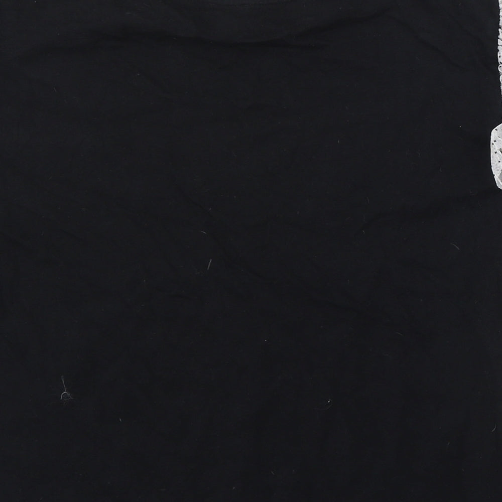 River Island Womens Black Cotton Basic T-Shirt Size 10 Round Neck - More L'Amour