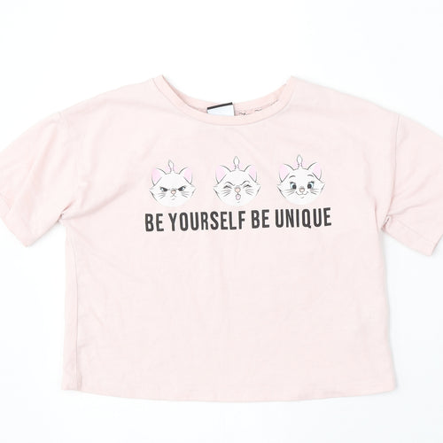 Disney Girls Pink Polyester Basic T-Shirt Size 6-7 Years Round Neck - Be yourself and be unique
