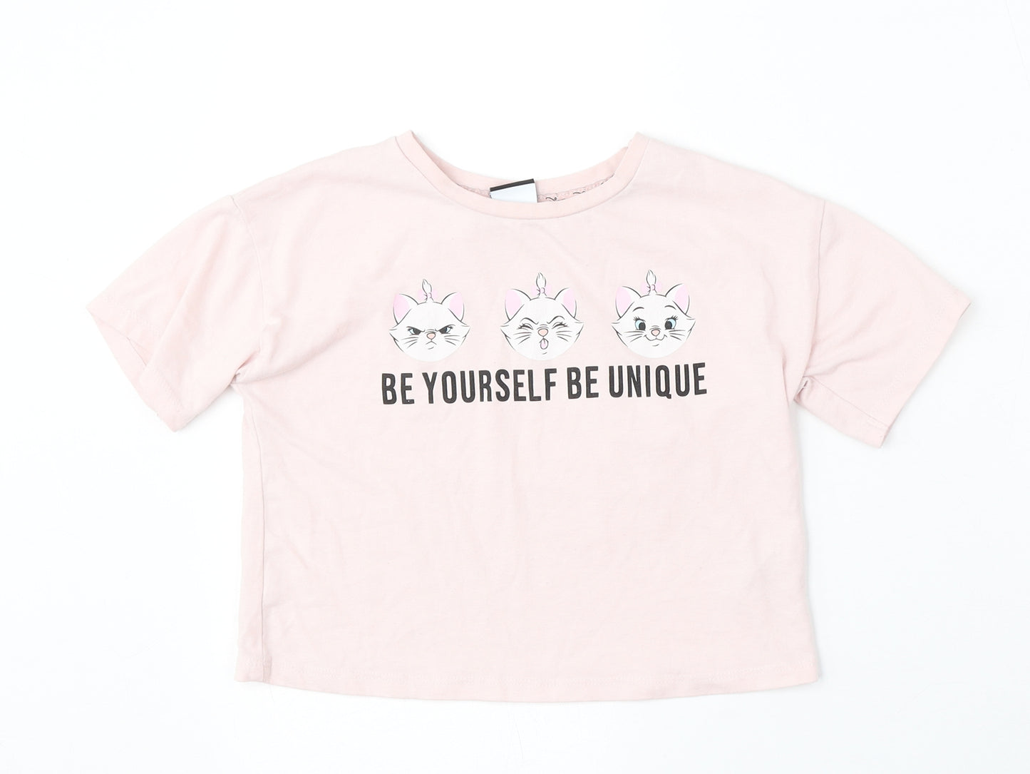 Disney Girls Pink Polyester Basic T-Shirt Size 6-7 Years Round Neck - Be yourself and be unique