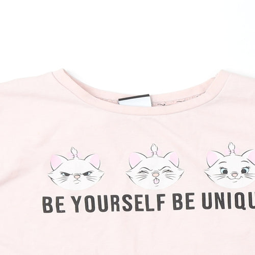 Disney Girls Pink Polyester Basic T-Shirt Size 6-7 Years Round Neck - Be yourself and be unique